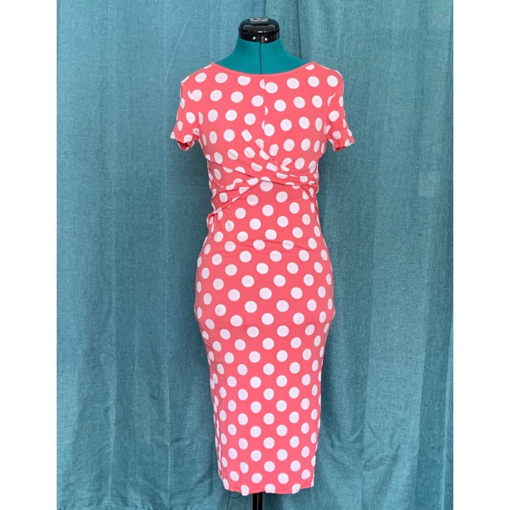 Adorable Pink Polka Dot Midi Dress.